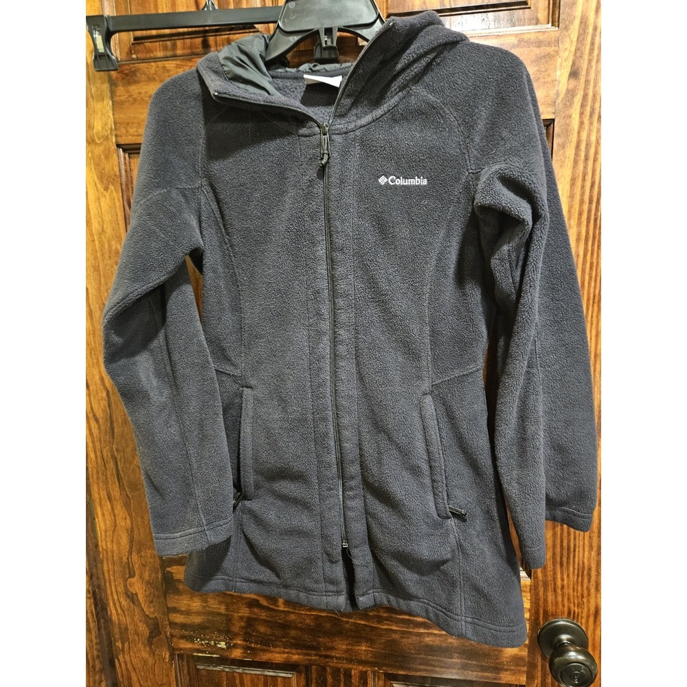 Columbia Womens Black Fleece Jacket Hooded Full Zip Coat Size XS